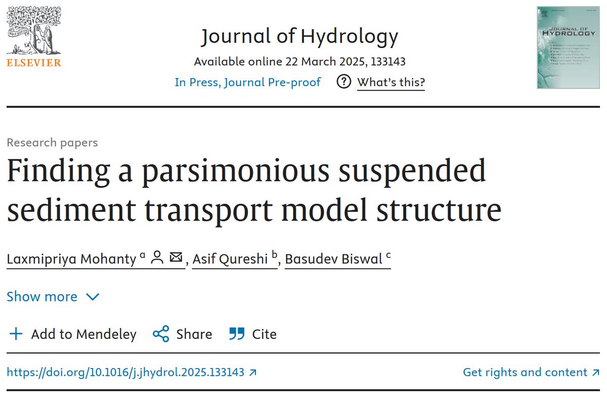 Our work on suspended sediment modelling has been accepted for publication in Journal of Hydrology. The main idea is simple: effective sediment ∝ rainfall ⋅ effective rainfall.