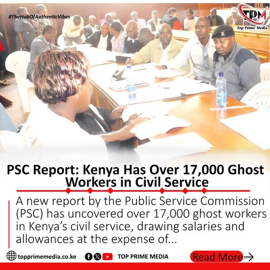 collinsowino151's tweet image. PSC Report: Kenya Has Over 17,000 Ghost Workers in Civil Service.
topprimemedia.co.ke/psc-report-ken…...
#GhostWorkersKenya #PSCReport #PayrollFraud #PublicServiceAudit #Government #Corruption #KenyaWageBill #AntiCorruptionEfforts