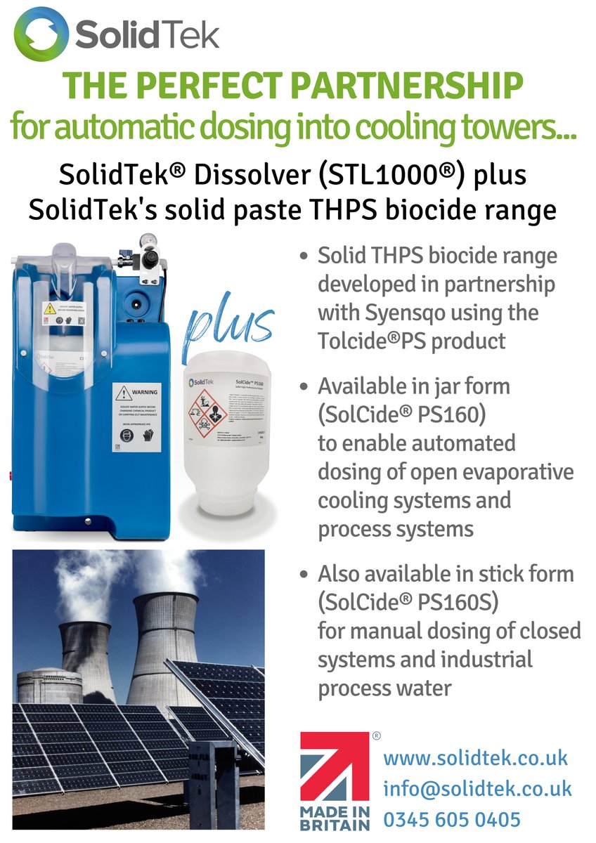 CLEAN, TREAT &amp; PROTECT industrial &amp; commercial/HVAC cooling systems with our range of high performance SOLID &amp; LIQUID biocides

Used together with the SolidTek STL1000 Dissolver - you have THE PERFECT PARTNERSHIP

✉️ info@solidtek.co.uk
#biocides #solidchemicals #liquidchemicals
