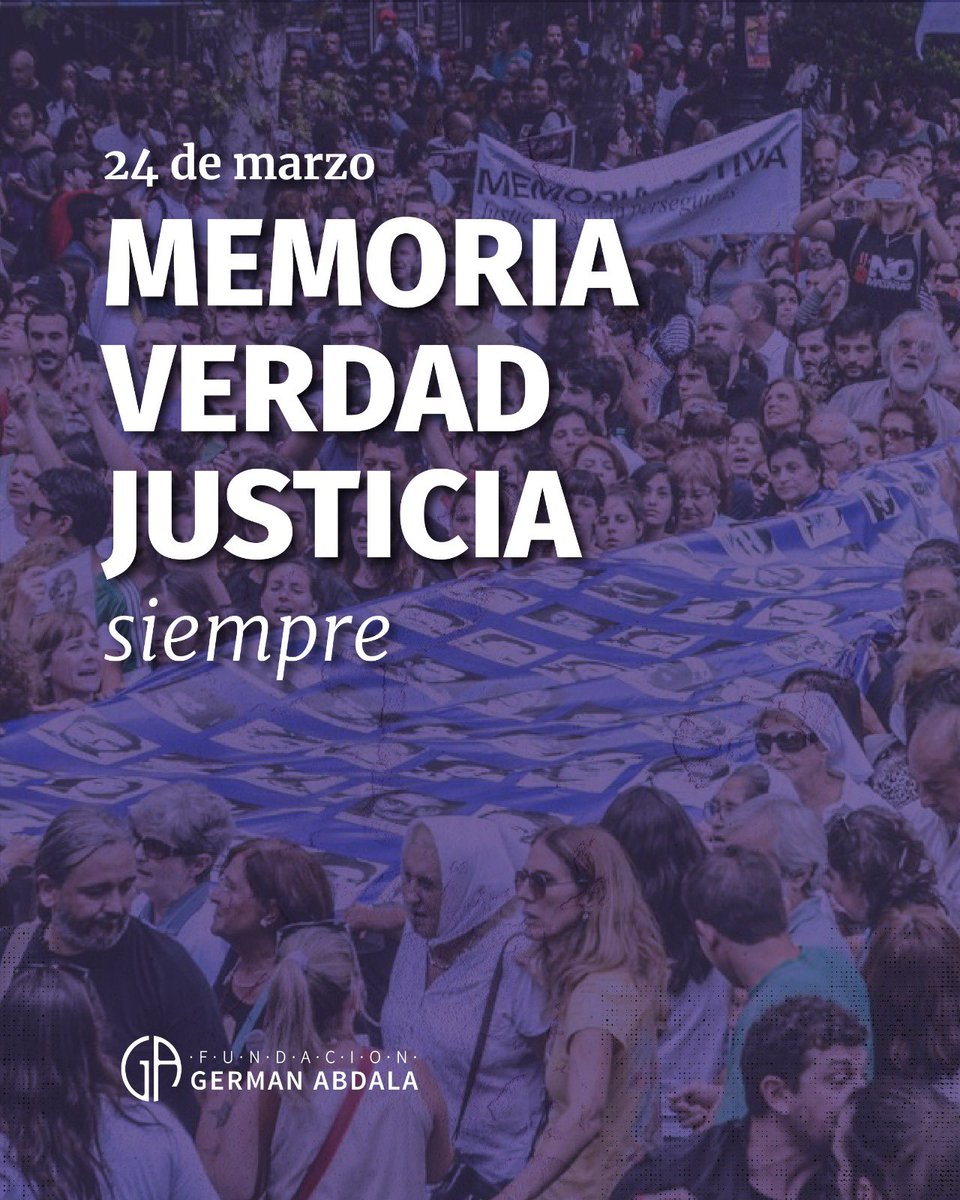 DÍA DE LA MEMORIA, POR LA VERDAD Y LA JUSTICIA 

Más Memoria - en este, y cada día- para no olvidar.

#LaMemoriaEnMarcha
#49AñosDelGolpe
#NuncaMás