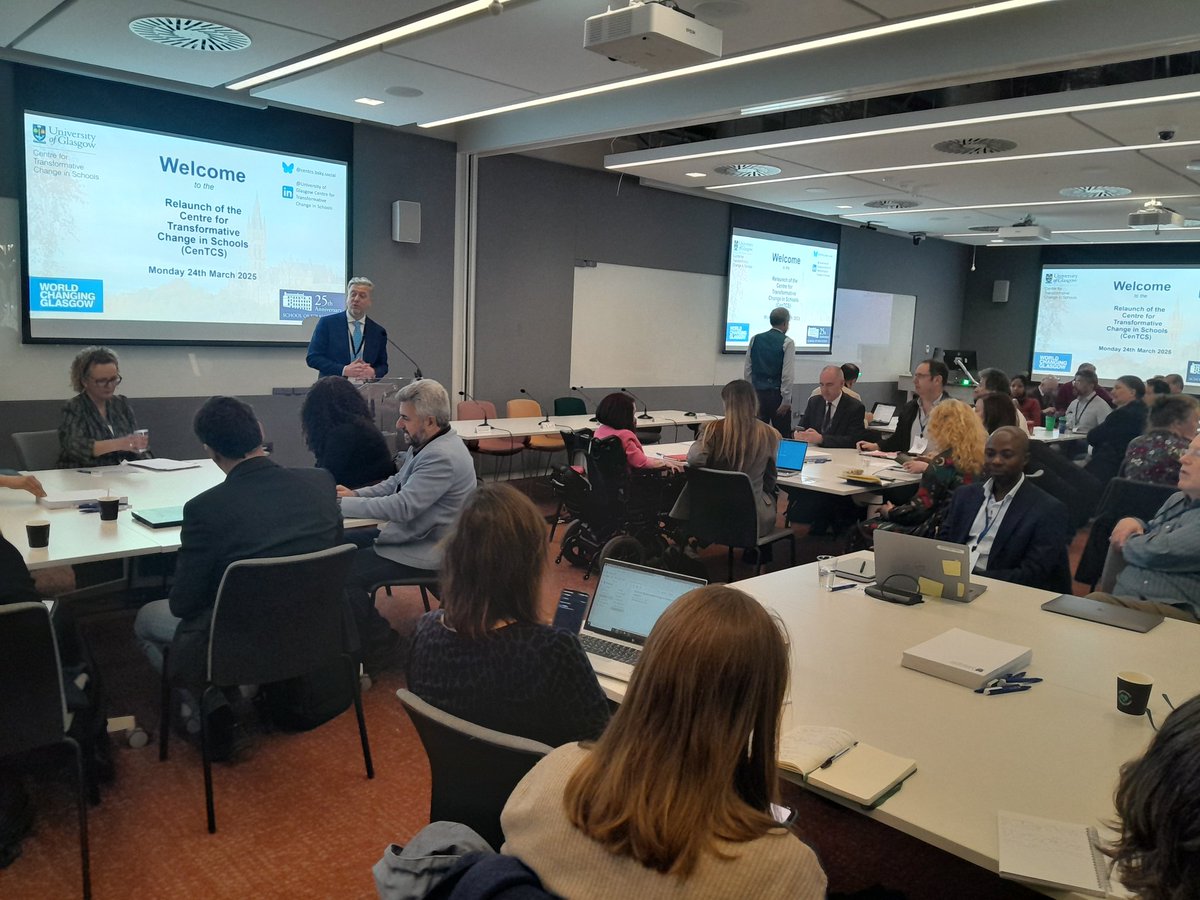 UofGEducation's tweet photo. Full house for the re-launch of the Centre for Transformative Change in Schools #CenTCS as we hear from joint Directors Aileen Kennedy and Brianna Kennedy @UofGSocSci https://t.co/XAwdpXBU3j
