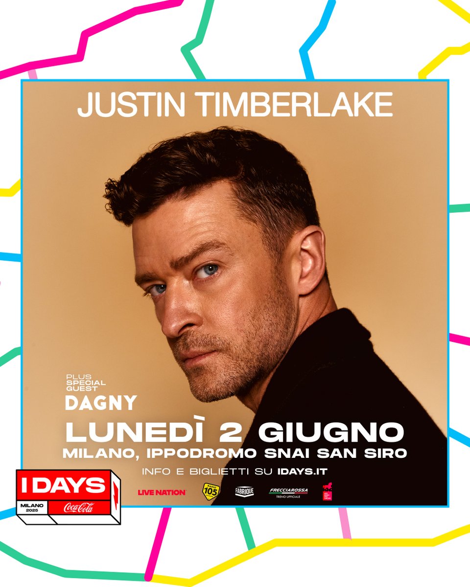 IDaysMilano's tweet image. #Dagny sarà la special guest dello show di #JustinTimberlake agli I-Days Milano Coca-Cola 2025 ✨🖤
Lunedì 2 giugno 2025 • I-Days Milano, Ippodromo SNAI San Siro
⚡️ JUSTIN TIMBERLAKE
⚡️ DAGNY
🎟️ Info e biglietti su idays.it