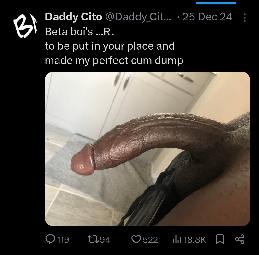 BadassChef81's tweet photo. It's always so sad when the only sense of worth  is solely because of the dick size. Nothing else to offer society but a walking dick. No actual worth to humanity.  No personality,  no real employable skills just begging for monetary donations because they have nothing to offer. https://t.co/ckTY2tdjUJ