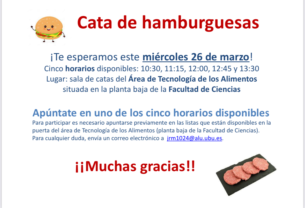 ¡🍔✨La Facultad de Ciencias se llena de sabor!

Invitamos a toda la comunidad universitaria a participar en una Cata de Hamburguesas exclusiva. ¿Te animas a descubrir tu hamburguesa favorita? 😎 

📍 Lugar: Facultad de Ciencias, Universidad de Burgos 

<a href="/UBUEstudiantes/">Universidad Burgos</a> 🍔🎓
