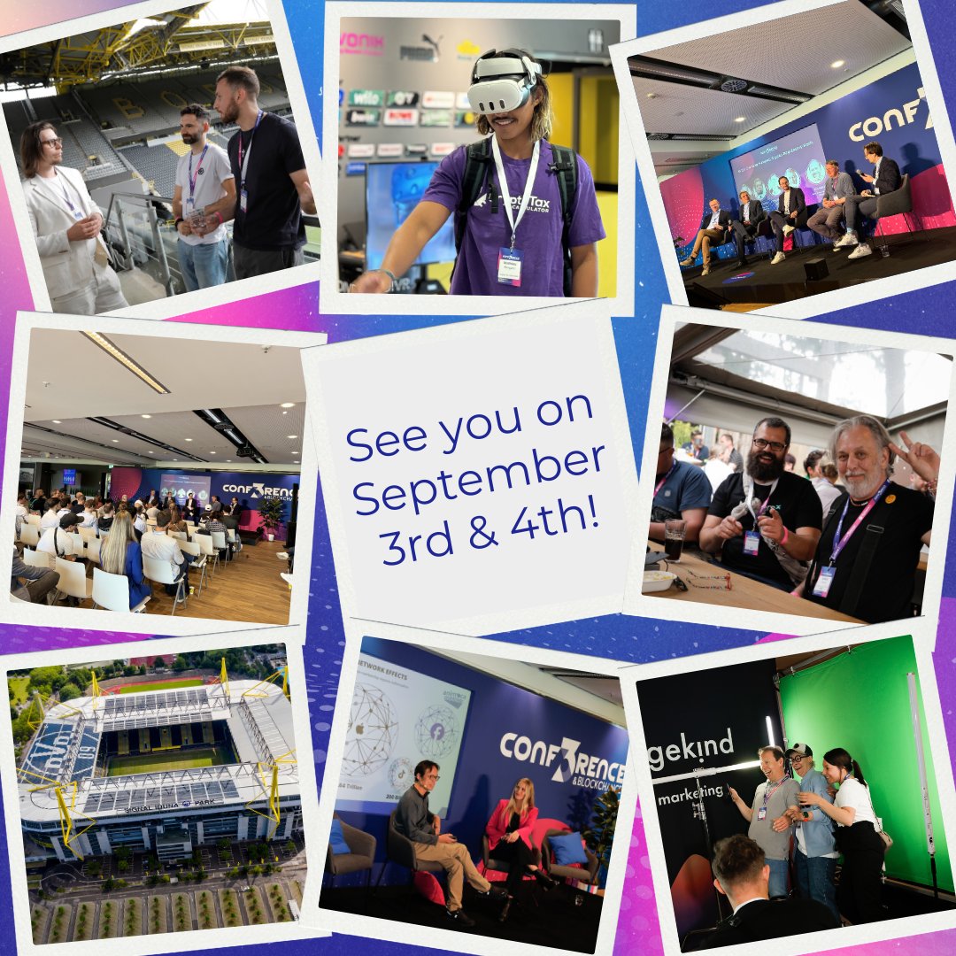 𝗖𝗢𝗡𝗙𝟯𝗥𝗘𝗡𝗖𝗘 𝟮𝟬𝟮𝟱 – 𝗘𝘂𝗿𝗼𝗽𝗲'𝘀 𝗟𝗲𝗮𝗱𝗶𝗻𝗴 𝗪𝗲𝗯𝟯 &amp; 𝗔𝗜 𝗕𝟮𝗕 𝗘𝘃𝗲𝗻𝘁

📍 Signal Iduna Park, Dortmund, Germany
📅 Sept 3–4, 2025
🎯 Bridging emerging tech &amp; the traditional economy

Expect:
💬 200+ top speakers
🌐 Web3, AI, Blockchain, Metaverse &amp; more