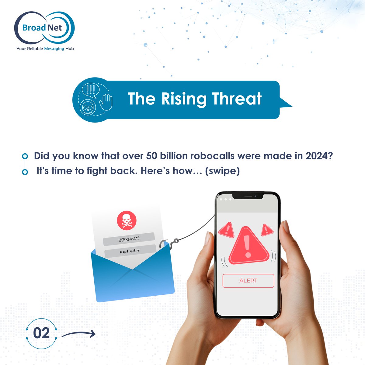 broad_net's tweet image. Robocalls are rising. Swipe through to uncover how Robocall Mitigation can be your frontline defense. Discover how we help you stay a step ahead, from real-time protection to AI-powered security.
Book your demo today: broadnet.me

 #RobocallMitigation #AIProtection