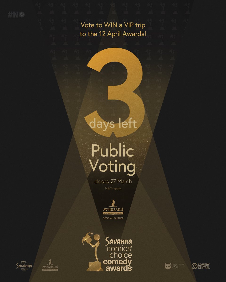 Only 3 days left to back your fave! 

Your vote could WIN you a VIP trip to the awards!

Public voting closes midnight, 27 March and if you haven’t voted yet, this is your cue to make it happen.

Visit comicschoice.com to vote NOW!

#SavannaCCA