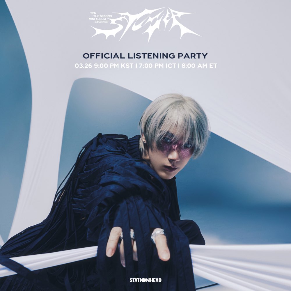 NCT (@nctsmtown) on Twitter photo Mark your calendars!
'STUNNER' listening party is coming to <a href="/STATIONHEAD/">STATIONHEAD</a>!
🎧 Celebrate the release of TEN's 2nd mini album, "STUNNER"!
💜 Check out TEN's thoughts about the new album with exclusive voice messages
🎙ON AIR 03.26 9PM KST I 7PM ICT I 8AM ET
📍 Mark your calendars!
'STUNNER' listening party is coming to <a href="/STATIONHEAD/">STATIONHEAD</a>!
🎧 Celebrate the release of TEN's 2nd mini album, "STUNNER"!
💜 Check out TEN's thoughts about the new album with exclusive voice messages
🎙ON AIR 03.26 9PM KST I 7PM ICT I 8AM ET
📍