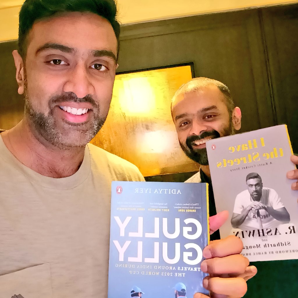 Aditya Iyer (@iyr_adi) on Twitter photo R Ashwin, India's finest match-winner and teller of great tales on & off the field, now has my book in his collection! <a href="/ashwinravi99/">Ashwin ๐ฎ๐ณ</a> always had the streets, now he has #GullyGully too. Thanks for the #Yellove! ๐ <a href="/PenguinIndia/">Penguin India</a>
You can get your copy here: amzn.in/d/2ioDdEL R Ashwin, India's finest match-winner and teller of great tales on & off the field, now has my book in his collection! <a href="/ashwinravi99/">Ashwin ๐ฎ๐ณ</a> always had the streets, now he has #GullyGully too. Thanks for the #Yellove! ๐ <a href="/PenguinIndia/">Penguin India</a>
You can get your copy here: amzn.in/d/2ioDdEL