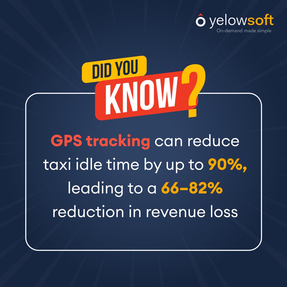 yelowsoft's tweet image. GPS tracking isn&apos;t a luxury, it&apos;s a must! Boost speed, cut fuel costs &amp;amp; manage your fleet smartly with real-time tracking.

#TaxiDispatch #DispatchSoftware #TaxiSoftware #RideHailingTech #FleetManagement #SmartDispatch #AutomationForSuccess #BusinessEfficiency #FleetOptimization