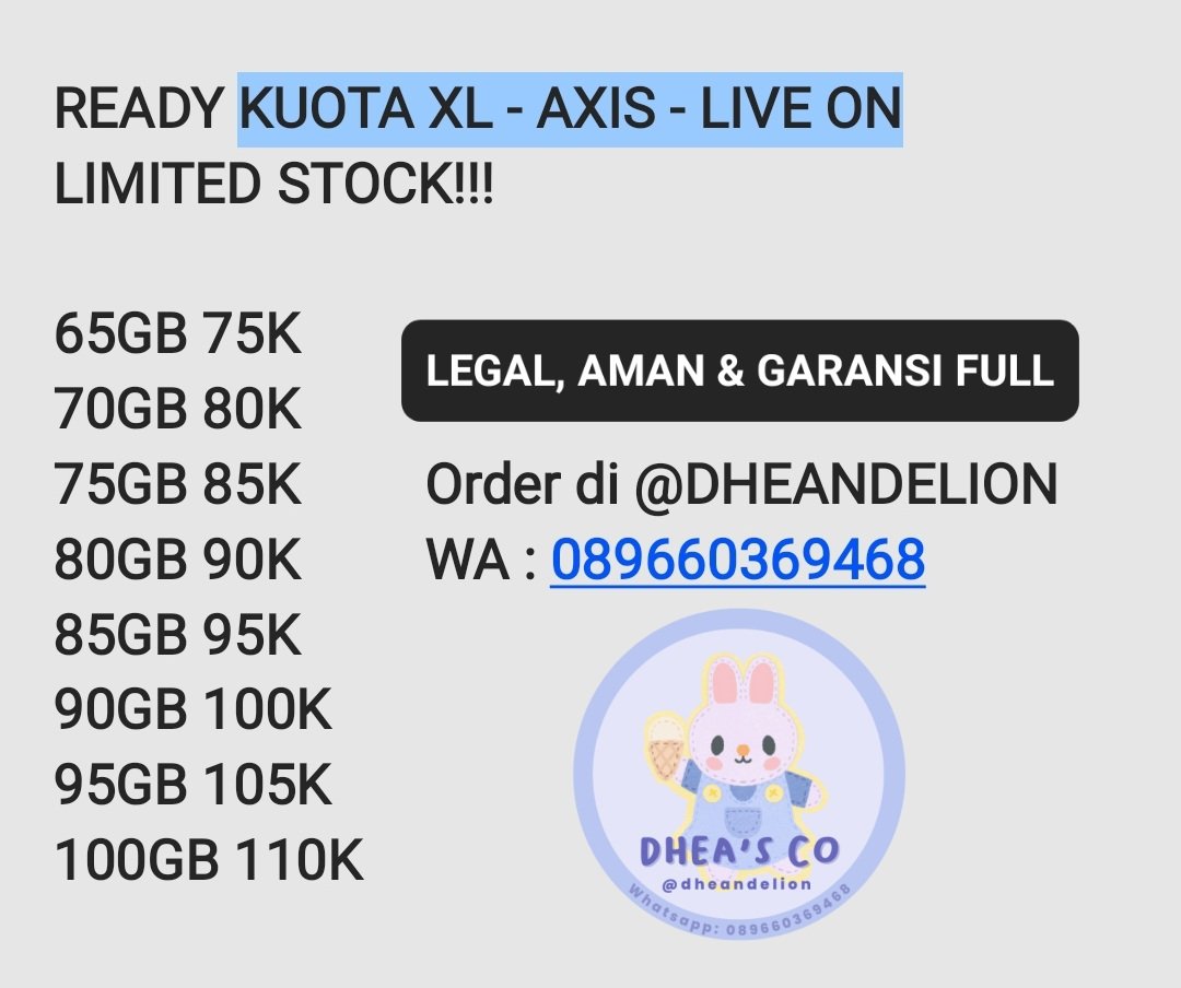 Ready kuota xl axis live on liveon
Full 24 JAM tanpa dibagi
Legal, aman, testi ribuani #zonauang 

Chat ke @DHEANDELION