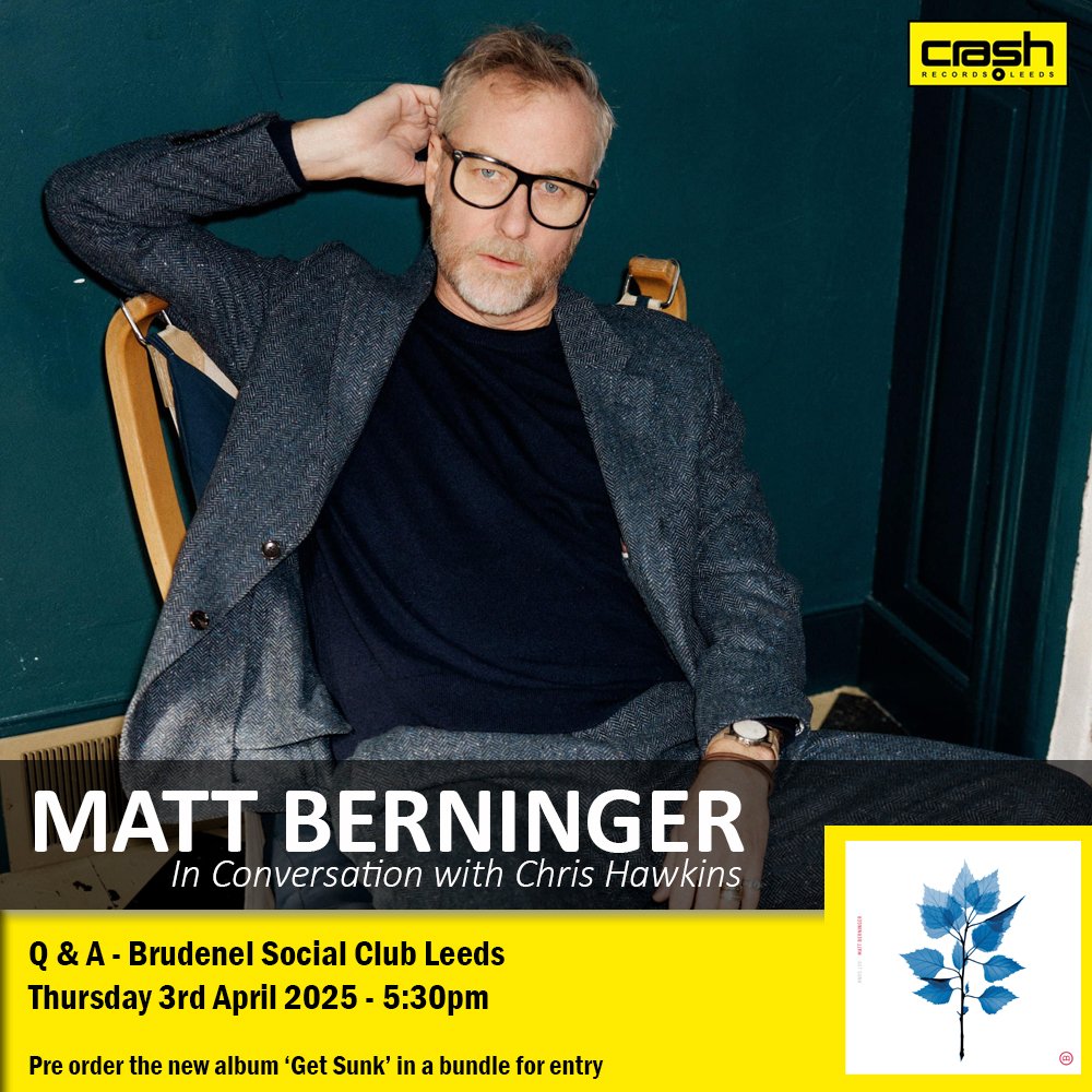 Crash Records (@crash_records) on Twitter photo Last few Tickets Available now
As part of <a href="/Mattberninger/">Matt Berninger</a>'s 2 night Visit to <a href="/Nath_Brudenell/">Nath Brudenell</a> next week - <a href="/chris_hawkins/">Chris Hawkins</a> will host a Q&A with him on the 3rd April at 5:30
Bundles inc a copy of his new album #GetSunk start from just £13.99
crashrecords.co.uk/products/matt-… Last few Tickets Available now
As part of <a href="/Mattberninger/">Matt Berninger</a>'s 2 night Visit to <a href="/Nath_Brudenell/">Nath Brudenell</a> next week - <a href="/chris_hawkins/">Chris Hawkins</a> will host a Q&A with him on the 3rd April at 5:30
Bundles inc a copy of his new album #GetSunk start from just £13.99
crashrecords.co.uk/products/matt-…