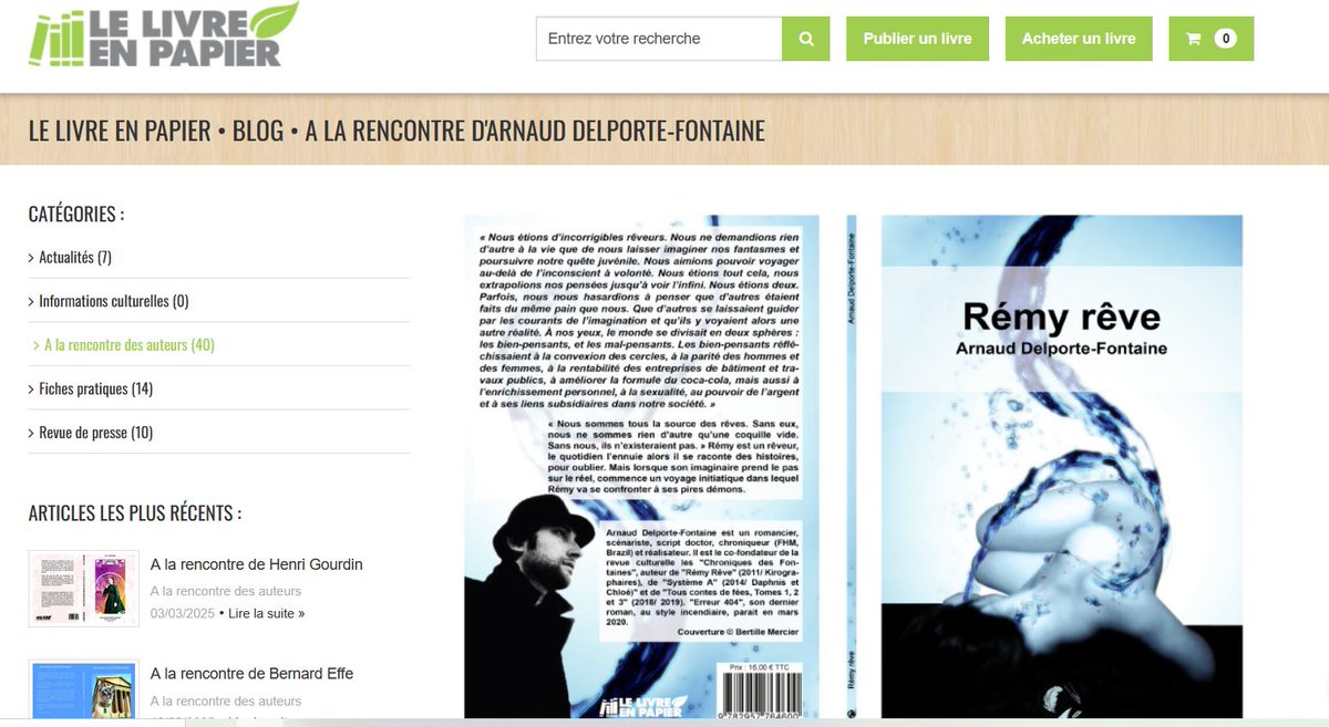 Une interview à laquelle j'ai répondu sur les pages belges du <a href="/LeLivreEnPapier/">Le Livre en papier</a>  : j'y parle de mon travail, de Rémy, mais aussi de Tristan. Merci à l'équipe pour le taf ! A découvrir ici :
publier-un-livre.com/fr/blog-one/a-…