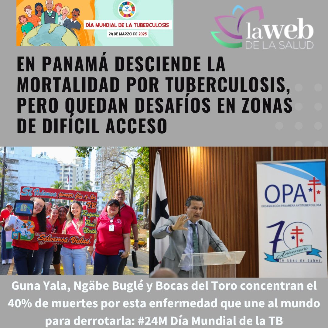 En Panamá desciende la mortalidad por tuberculosis, pero quedan desafíos en zonas de difícil acceso
<a href="/MINSAPma/">Ministerio de Salud de Panamá</a> <a href="/OPATuberculosis/">Organización Panameña Antituberculosa - OPAT</a> <a href="/amadorgj/">Amador Goodridge 🇵🇦</a> <a href="/negrita73bn/">Ivonne Torres-Atencio</a> <a href="/indicasat/">INDICASAT-AIP</a> 
lawebdelasalud.com/en-panama-desc…