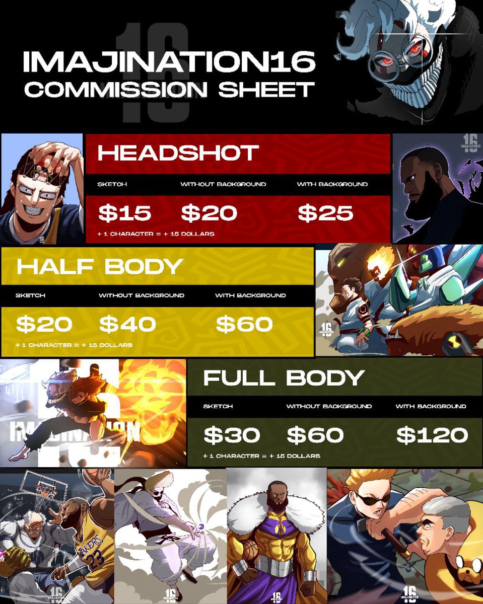 imajination16's tweet image. New commission sheet. Commissions are back open.