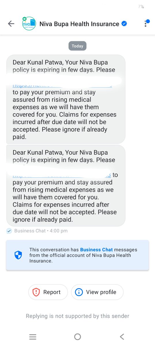 kunalpatwa's tweet photo. @Niva_Bupa This is frustrating and bizarre, non stop numerous calls and constant text messages to remind about expiring health insurance. Is it just reminding or extortion strategy. @TRAI any directive or rules in place to stop this harrassing reminders. This is from today only https://t.co/Q16ZEXdqg2