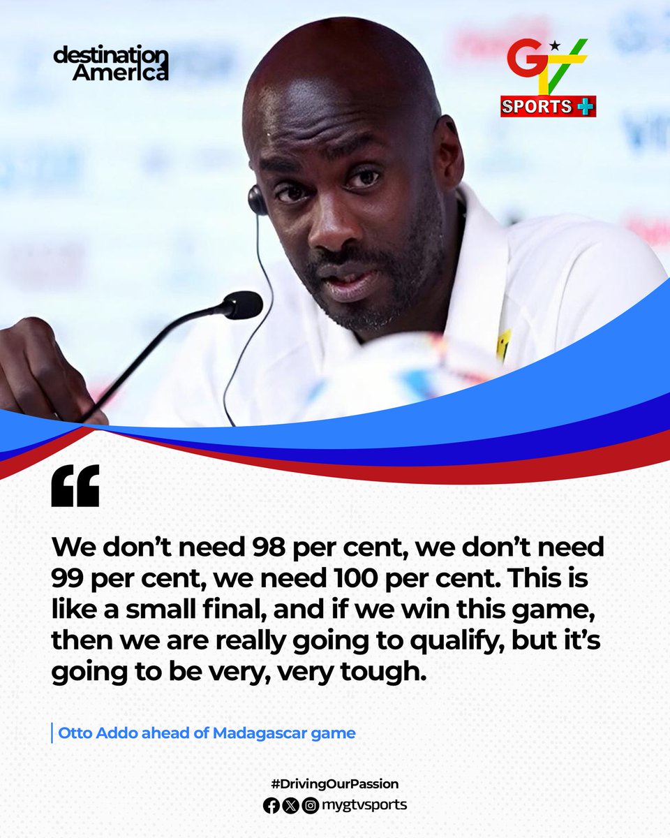 mygtvsports's tweet photo. Otto Addo says Ghana vs. Madagascar is a small final!

#GTVSports https://t.co/c9JtbiL4HQ