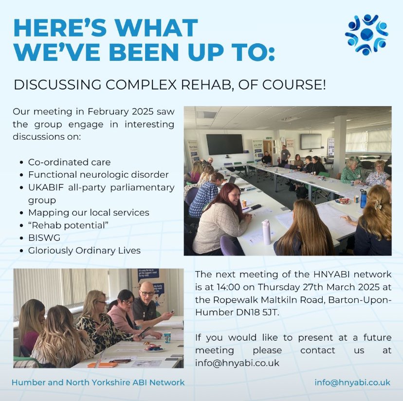 We look forward to welcoming you to our next meeting at the Ropewalk in Barton this Thursday at 14:00.

Here's a recap of what the Network has been up to recently:

#hnyabi #ABI #braininjuryawareness #complexrehabilitation
