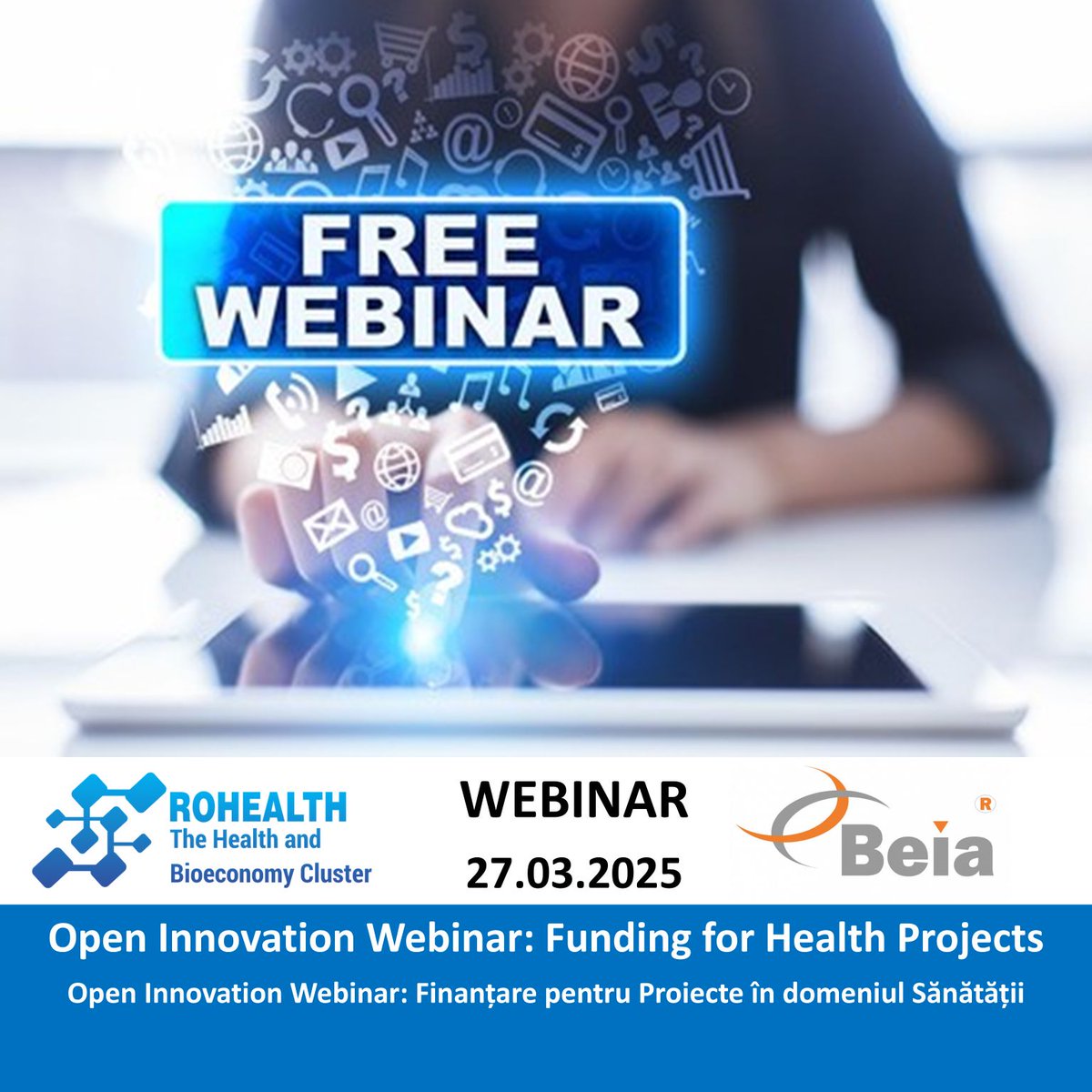 Beia Consult Int (@beiaconsult) on Twitter photo We invite you to join us on Thursday, March 27, 2025, at 16:00, for the webinar Open Innovation Webinar: Funding for Health Projects - lnkd.in/du4qAws7
Our team will present the benefits of @SHIFT-HUB, <a href="/ONCODIR/">ONCODIR</a>, <a href="/oncoscreen/">ONCOSCREEN</a>, <a href="/MobiliseEU/">MOBILISE Project</a> projects. We invite you to join us on Thursday, March 27, 2025, at 16:00, for the webinar Open Innovation Webinar: Funding for Health Projects - lnkd.in/du4qAws7
Our team will present the benefits of @SHIFT-HUB, <a href="/ONCODIR/">ONCODIR</a>, <a href="/oncoscreen/">ONCOSCREEN</a>, <a href="/MobiliseEU/">MOBILISE Project</a> projects.