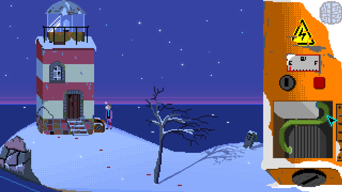 I live on a small island somewhere in the Nordic archipelago🇦🇽 and I'm a #solodevsurvivor! 
I'm making a #PointAndClick about what I know best: Being stuck on a small island. And saunas. 
It's called "The M/S Cornelia II Incident"🌕