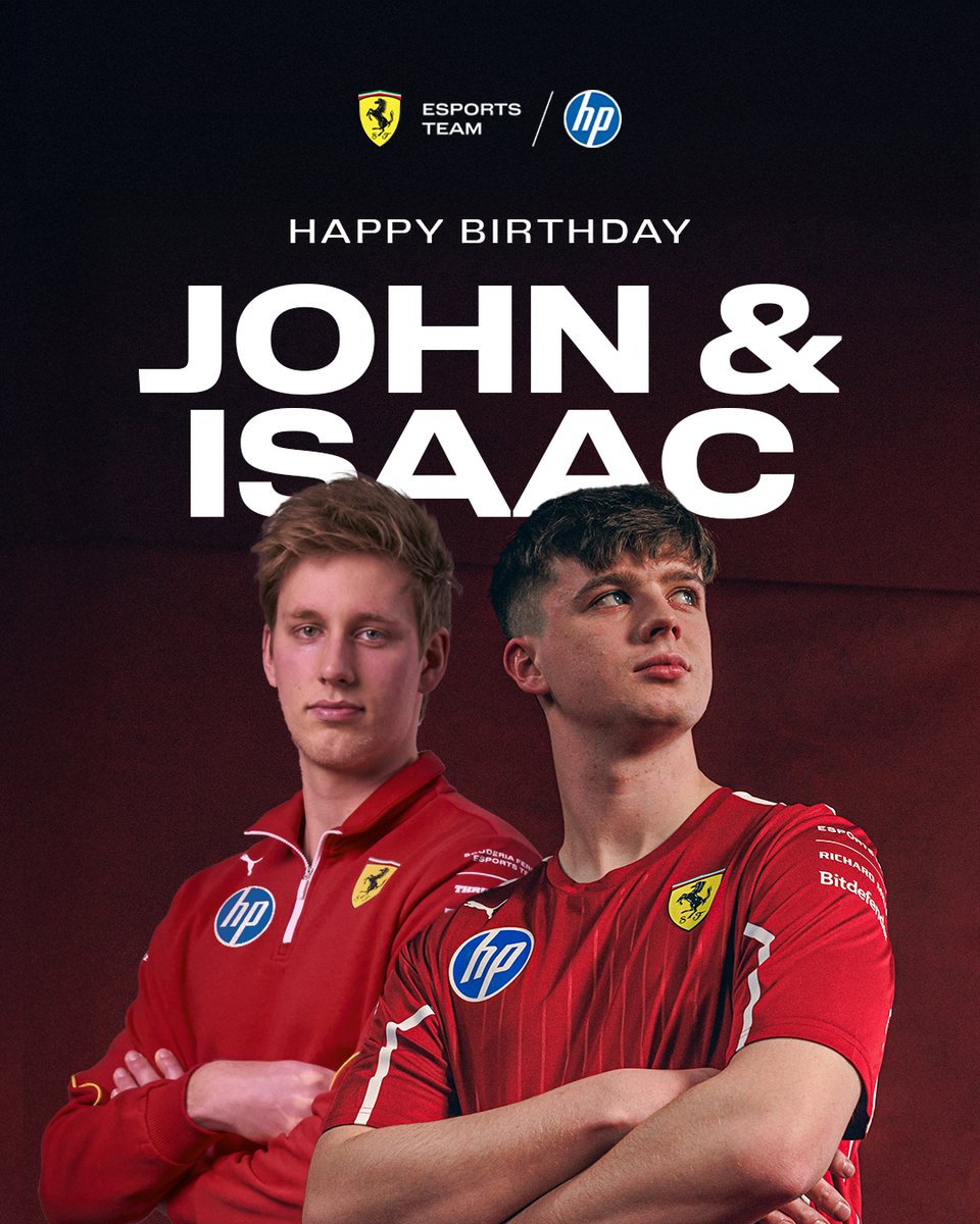 Ferrari Esports (@ferrariesports) on Twitter photo Happy Birthday <a href="/JohnEvansF1/">John Evans</a> and <a href="/IsaacGillissen/">Isaac Gillissen</a>, we hope both you have a great day! ๐
#FerrariEsports Happy Birthday <a href="/JohnEvansF1/">John Evans</a> and <a href="/IsaacGillissen/">Isaac Gillissen</a>, we hope both you have a great day! ๐
#FerrariEsports