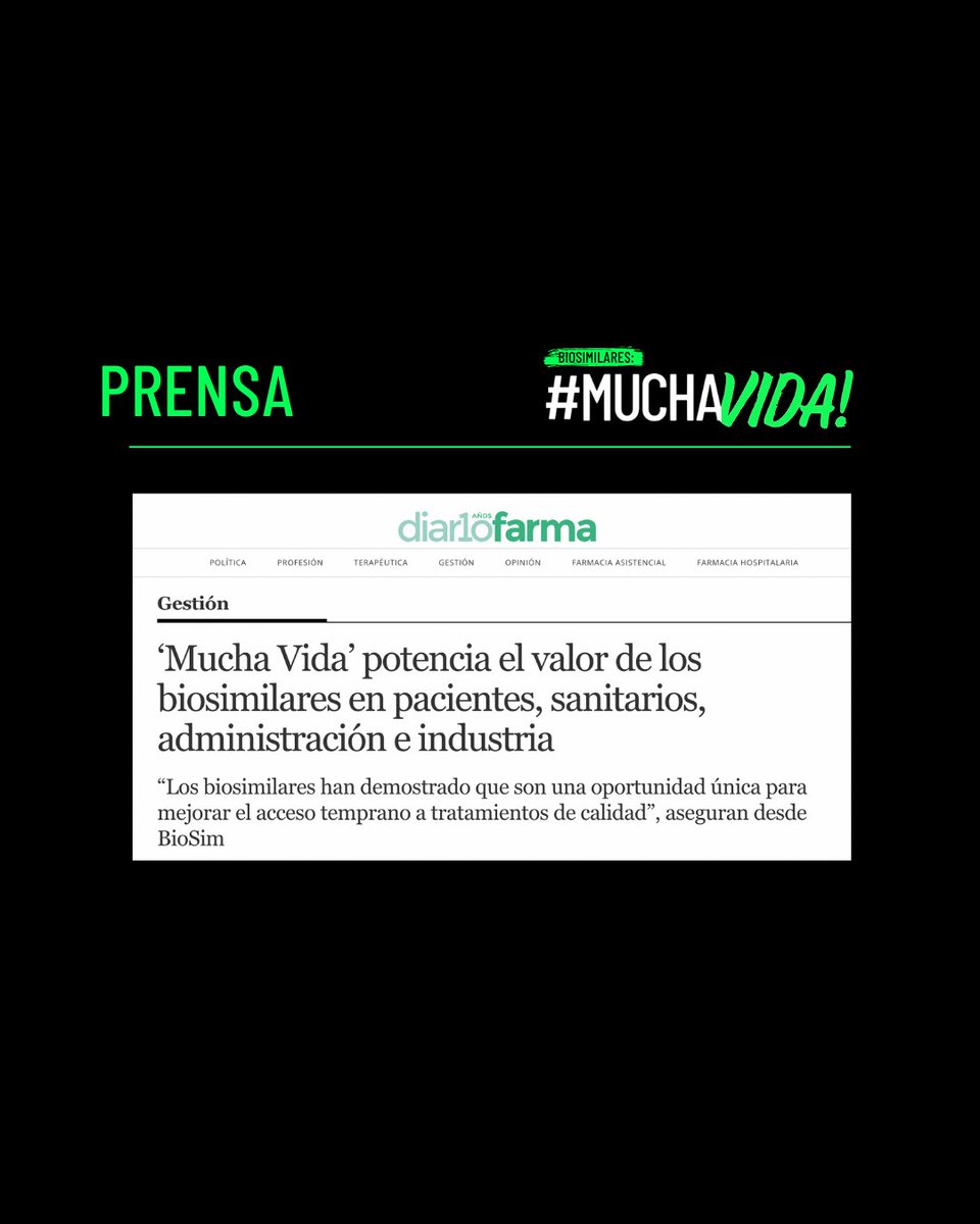BioSim_es's tweet photo. Con #MUCHAVIDA llevamos el mensaje más lejos:
✨ Más #conocimiento sobre #biosimilares
✨ Mejor #acceso a tratamientos biológicos
✨ Más #herramientas para profesionales sanitarios
✨ Un sistema sanitario más #sostenible
Gracias por ser parte💚 ¡Seguimos!
#MUCHAVIDA #Biosim #Biosimilares #SaludParaTodos #AccesibilidadSanitaria #SeguimosCreciendo