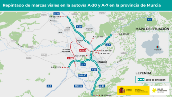 Centro Tecnológico de la Construcción (@ctcon) on Twitter photo 🚧 ¡Mejoras en las carreteras de Murcia!
Se repintarán las marcas viales en A-30 y A-7.
🔗Más información: Actuaciones De Conservación En Carreteras De La Región De Murcia - CTCON
(Fuente: <a href="/TransportesGob/">Ministerio Transportes y Movilidad Sostenible</a>)
#SeguridadVial #Murcia #CTCON #MolinaDeSegura #Carreteras #Seguridad 🚧 ¡Mejoras en las carreteras de Murcia!
Se repintarán las marcas viales en A-30 y A-7.
🔗Más información: Actuaciones De Conservación En Carreteras De La Región De Murcia - CTCON
(Fuente: <a href="/TransportesGob/">Ministerio Transportes y Movilidad Sostenible</a>)
#SeguridadVial #Murcia #CTCON #MolinaDeSegura #Carreteras #Seguridad