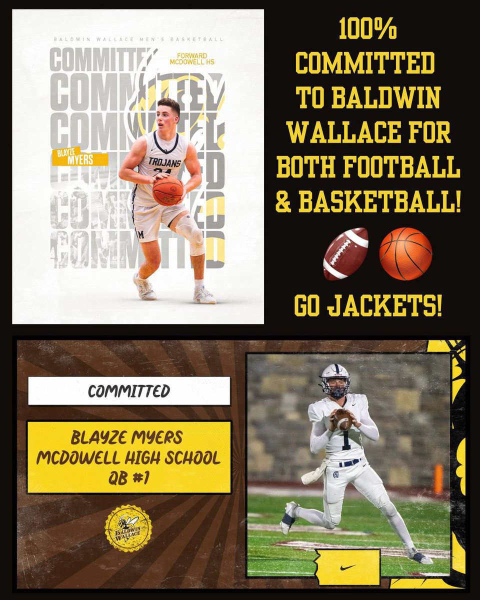 100% Committed 🏈🏀🐝 
Grateful for the opportunity!
<a href="/BWFootball_/">Baldwin Wallace Football</a> <a href="/BW_mbasketball/">BW Men's Basketball</a> <a href="/bwathletics/">Baldwin Wallace Athletics</a> <a href="/BWCoachHeil/">Tom Heil</a> <a href="/Schmidty_40/">Brian Schmidt</a> <a href="/CoachHilvert/">Jim Hilvert</a> <a href="/MattBrown_Coach/">Coach Matt Brown</a> <a href="/AndrewCregan16/">Andrew Cregan</a> <a href="/BradMaendler/">Brad Maendler</a> @PRZPAvic <a href="/MCDFBOFFICIAL/">McDowell Football</a> <a href="/mcdbasketball/">McDowell Basketball</a> <a href="/mcdathletics/">McDowell Athletics</a> <a href="/COACHSLOCUM/">Aaron Slocum</a> <a href="/NateDavison4/">Coach Davison</a> <a href="/KevCaseOConnor/">Kevin Casey O'Connor</a>