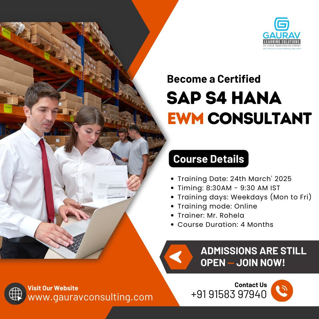 saphanacourses's tweet image. 📢 We Are Still Accepting Admissions – Secure Your Spot Today!

🚀 New SAP EWM Live Training Batch – Enroll Now &amp;amp; Level Up Your Skills! 🚀

📅 Start Date: 24th March 2025
⏰ Timing: 8:30 AM - 9:30 AM IST

🔗 Register Here: gauravconsulting.com/product-page/s…

#sapphire #saptraining #sapewm
