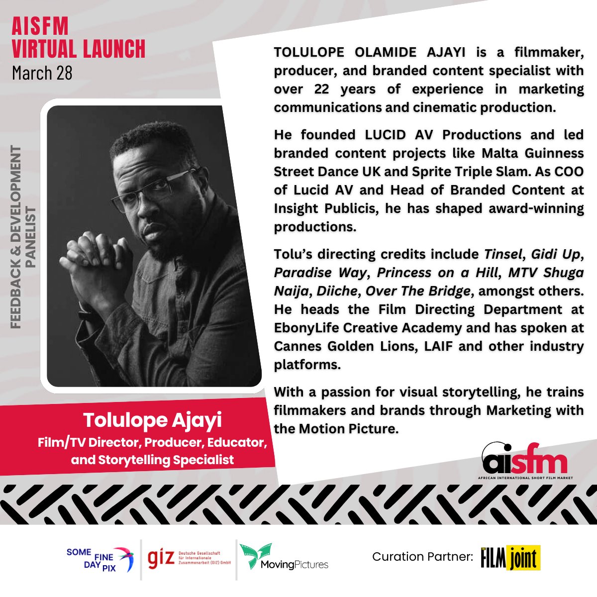 So thrilled to be joining the incredible Tolu LordTanner at AISFM 2025! Tolu is a force in Nollywood — telling bold, beautiful stories that put African voices front and center. Honored to share a stage with him as we talk all things African languages, culture, and storytelling!