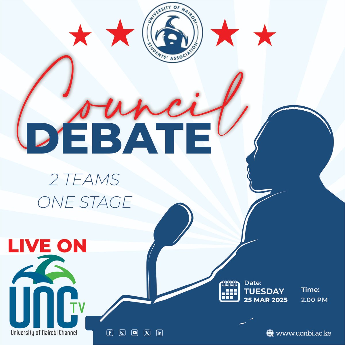 juliusmoryuki's tweet image. Following a successful nominations in the #UNSA2025 elections, two teams; Team Weledi vs Team Fresh Perspective will go head to head in @CouncilUnsa Debate tomorrow 25 March, 2025.
@uonbi
#WeareUoN