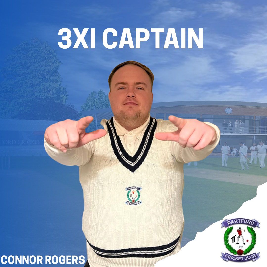 🏏 3XI Captain Announcement! 🏏

We’re excited to announce that Connor Rogers will be taking the reins as captain of Dartford Cricket Club 3XI! 🙌

#COYD🎯
