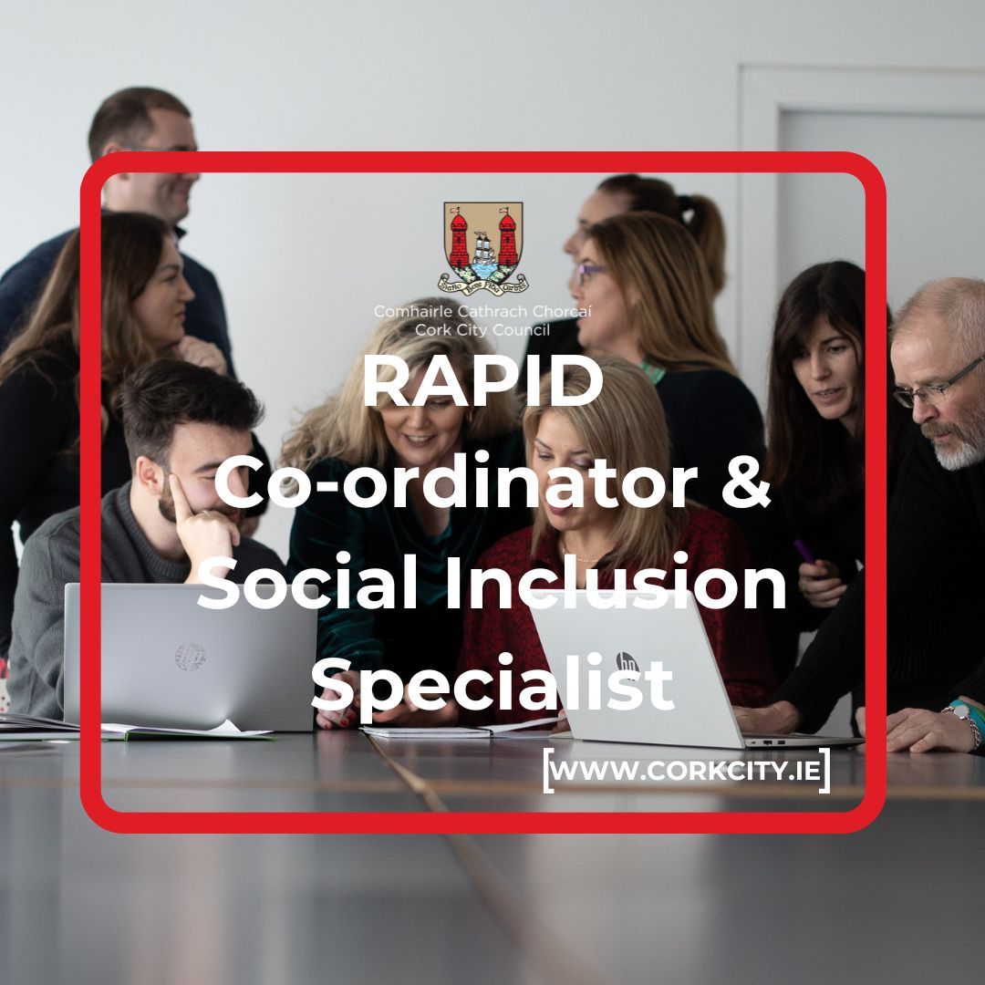 🚨 New Vacancy 🚨

We are establishing a panel for the position of RAPID Co-Ordinator Social Inclusion Specialist, from which permanent and temporary vacancies may be filled across various departments. 

The duties of the post include, but are not limited to, the following: -

➡