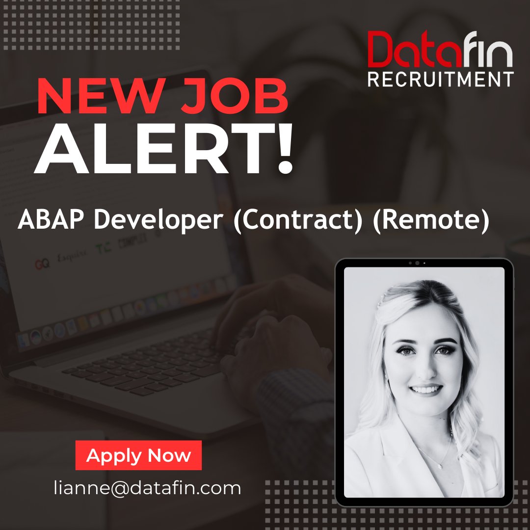 DatafinSA's tweet image. A dynamic Boutique Consulting and Development Firm seeks a highly skilled ABAP Developer for a 12-Month Contract (Rolling).
Apply here - datafin.com/job/abap-devel…
#abapdeveloper #datafinrecruitment