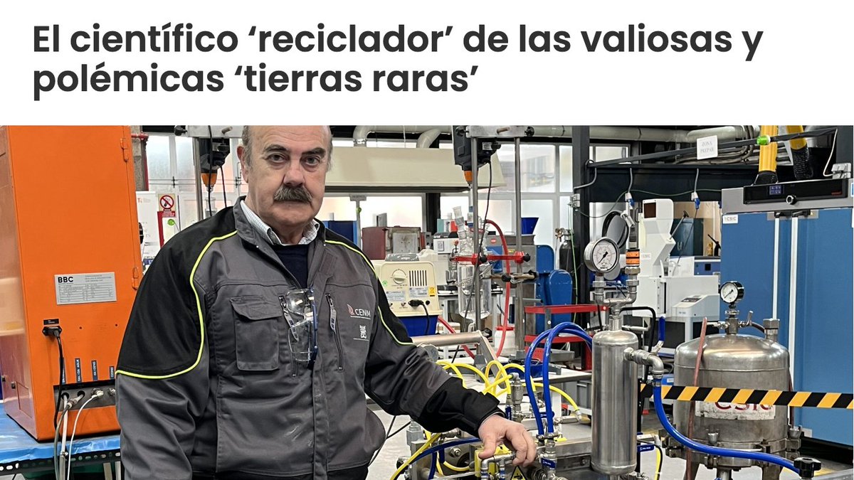 CENIM-CSIC (@csiccenim) on Twitter photo ♻️“Trabajamos residuos de la transición energética: baterías, aerogeneradores, paneles solares o hidrógeno. Tecnologías devastadoras de metales que no tenemos.
#RCMetals quiere reciclar a nivel industrial”
Félix López #CENIM <a href="/CSIC/">CSIC</a> en <a href="/Elasombrario/">El Asombrario & Co.</a> 📲 elasombrario.publico.es/el-cientifico-… ♻️“Trabajamos residuos de la transición energética: baterías, aerogeneradores, paneles solares o hidrógeno. Tecnologías devastadoras de metales que no tenemos.
#RCMetals quiere reciclar a nivel industrial”
Félix López #CENIM <a href="/CSIC/">CSIC</a> en <a href="/Elasombrario/">El Asombrario & Co.</a> 📲 elasombrario.publico.es/el-cientifico-…