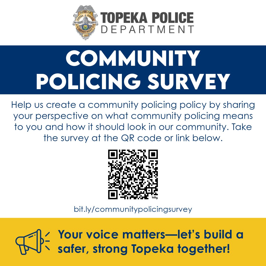 Reminder: Your input matters! There’s still time to take TPD’s community policing survey and help shape our first-ever community policing policy! Your feedback will help guide how we serve and engage with the community.

Take the survey here: bit.ly/communitypolic…