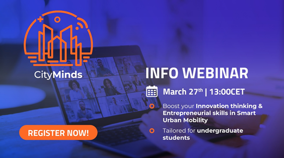 🚨 STEM students! Join the CityMinds Info Webinar 🧠
📅 March 27 | 🕐 13:00 CET
🌍 A unique Summer School in Thessaloniki (June 30–July 4) on #UrbanMobility &amp; #Logistics 🚛
Lectures, site visits, workshops &amp; awards!
🔗 More: cityminds.eu 
&amp; shorturl.at/TUHwh