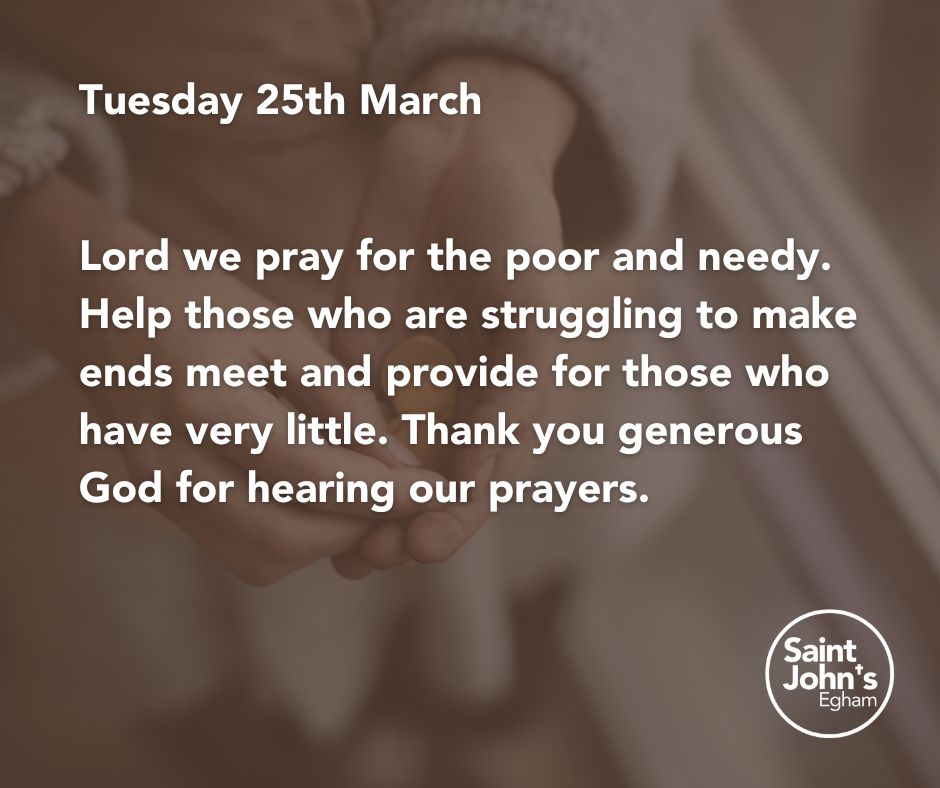 stjohnsegham's tweet image. We pray for those who are struggling to make ends meet. Lord, you know their needs. #generousGod
