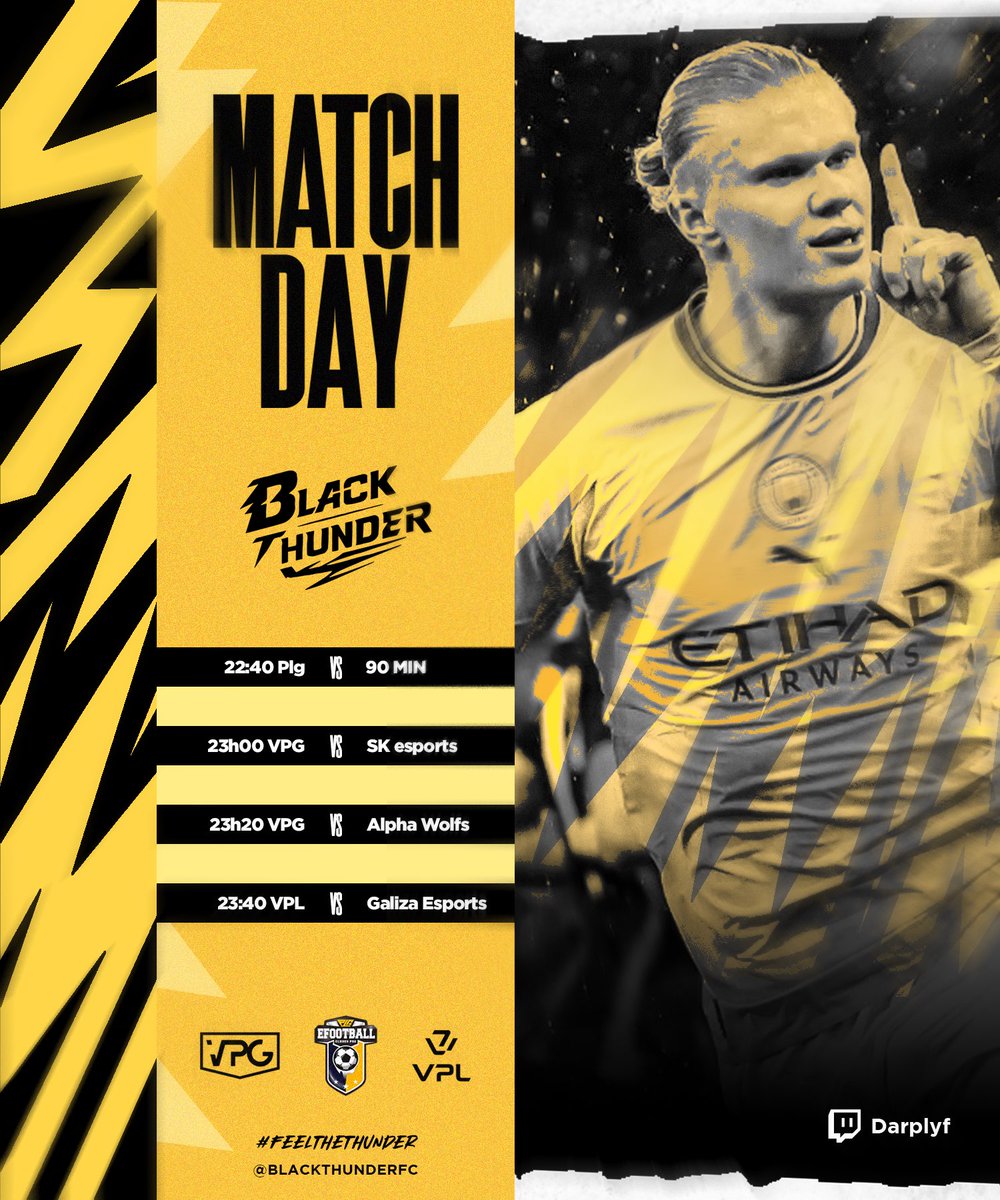 Black Thunder FC (@blackthunderfc) on Twitter photo ⚡️Llegó la hora de la verdad ⚡️
Hoy tenemos 4 partidos importantes , 2 de ellos se disputa la 1ra jornada de <a href="/VPG_Spain/">Virtual Pro Gaming España</a> , buscaremos continuar invictos en <a href="/PLGeFootBall/">PLG España</a> y subir a los primeros puestos de <a href="/VPLSpain/">VPL Spain</a>
A darlo todo 🤍💛🖤
Visitanos a las 22:30⏰ ⚡️Llegó la hora de la verdad ⚡️
Hoy tenemos 4 partidos importantes , 2 de ellos se disputa la 1ra jornada de <a href="/VPG_Spain/">Virtual Pro Gaming España</a> , buscaremos continuar invictos en <a href="/PLGeFootBall/">PLG España</a> y subir a los primeros puestos de <a href="/VPLSpain/">VPL Spain</a>
A darlo todo 🤍💛🖤
Visitanos a las 22:30⏰
