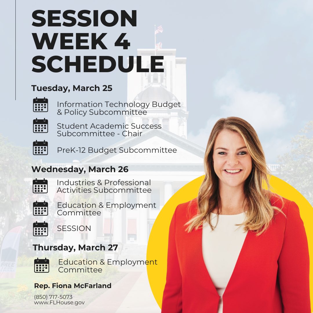 Looking forward to presenting my bill, HB567, to improve transportation in Florida and joining my colleagues on the floor of the Florida House in Week 4!