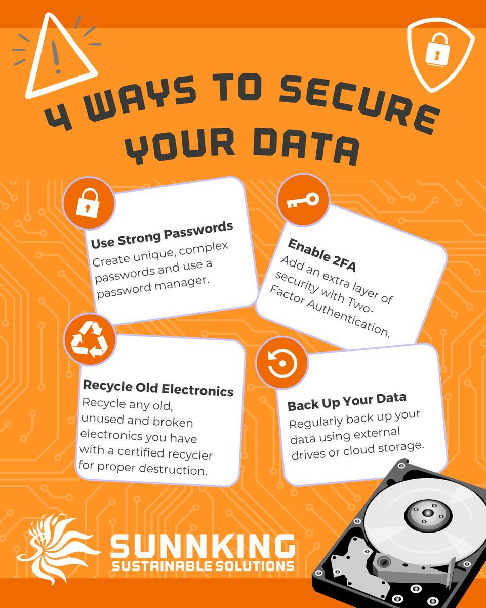 Sunnking's tweet image. A cyber security data breach is no joke, protect your data by securing it before it&apos;s too late. With Sunnking&apos;s data destruction services, you don&apos;t have to worry about data theft as we have state-of-the-art data security management!
#DataSecurity #SecureYourData