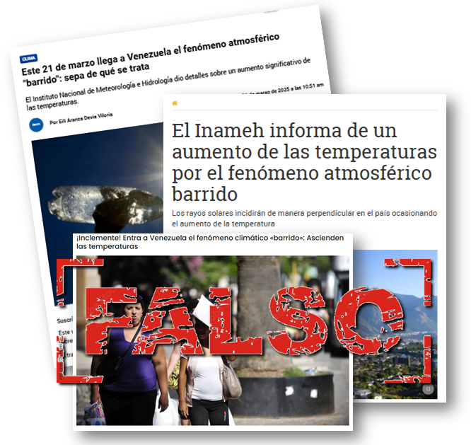 El fenómeno atmosférico "barrido" NO EXISTE. Ni el INAMEH ni ningún meteorólogo en el mundo han indicado alguna vez este término para referirse a algún fenómeno meteorológico. Ha sido una vergonzosa desinformación de un medio de comunicación que a su vez fue propagado por el mal