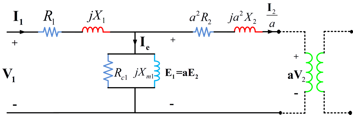 En_Collocations's tweet image. 🔌 مدل معادل ترانسفورماتور ⚡📉🔗⚙️
این مدل شامل مقاومتها R1 و R2، راکتانسهای نشتی X1' و X2' و راکتانس مغناطیسکننده Xm است. برای تحلیل رفتار ولتاژ (V1 → V2) و جریان (I1 → I2) در سیستمهای قدرت، ضروری است.
#TransformerModel #مهندسی_برق #سیستمهای_قدرت #مدارها #تکنولوژی