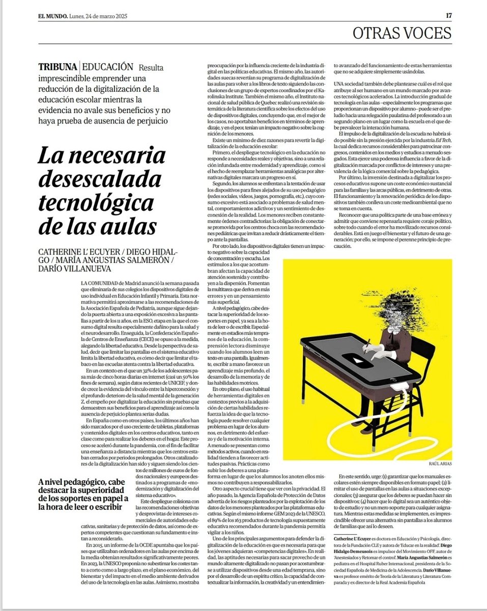 Nuestra Tribuna de hoy en El Mundo.

La firmo con Diego Hidalgo,  Maria Salmerón y Dario Villanueva