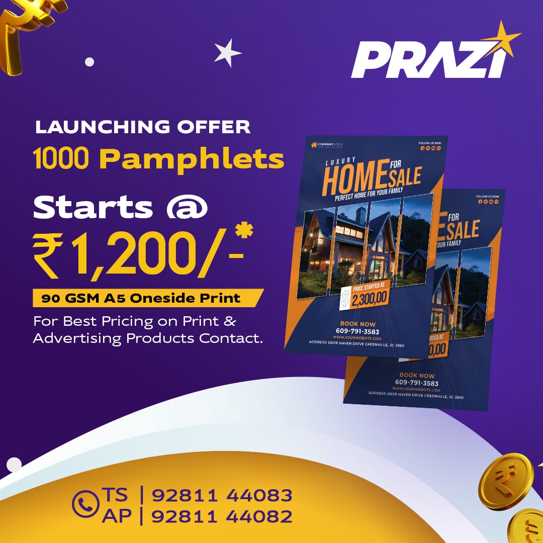 Prazi_Official's tweet image. Exclusive Launch Offer! Get 1,000 High-Quality Pamphlets starting at just ₹1,200/-! 🎉 Printed on 90 GSM A5 One-Side for a premium look and feel. 📄

📌  prazi.in 

#Prazi #PraziPrints #PamphletPrinting #AffordableMarketing #BestPrintDeals #AdvertisingSolutions