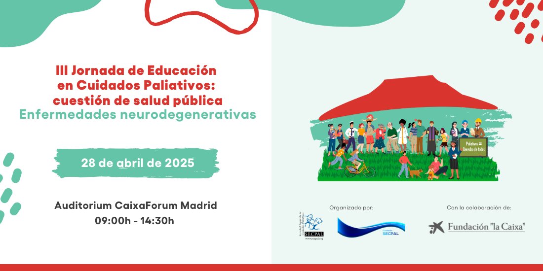 📢 Reserva la fecha | 28 de abril, lunes

📌 #SECPAL organiza la III Jornada de Educación en #CuidadosPaliativos: Cuestión de Salud Pública, que este año se centrará en el abordaje de las enfermedades neurodegenerativas

➕ Info e inscripción gratuita ➡️ bit.ly/4iSh9rh