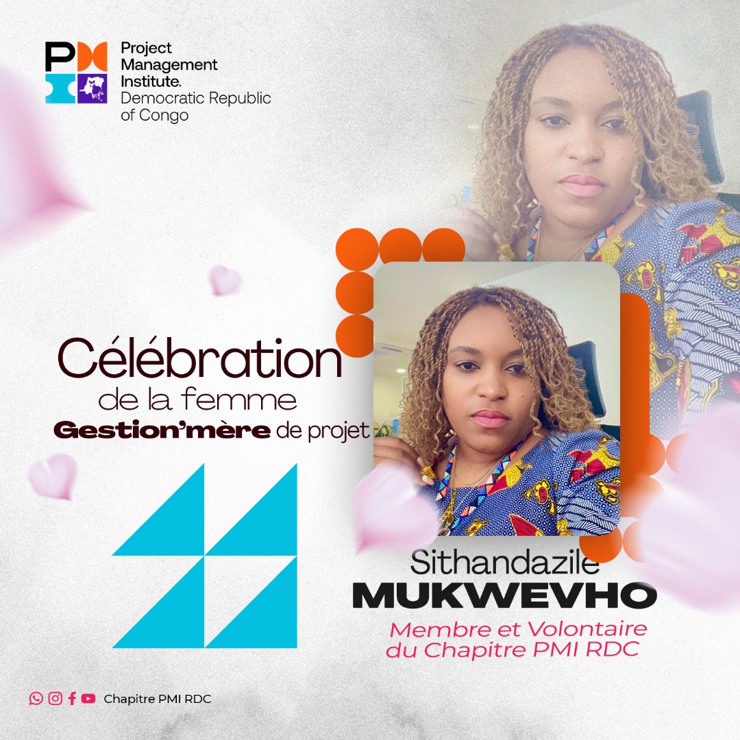 pmidrc's tweet photo. 🌟 Célébration des femmes engagées et inspirantes 🌟

📍 Portrait #18

Aujourd’hui, nous mettons en lumière Sithandazile “Star” Mukwevho, une gestionnaire de projet talentueuse et passionnée, qui incarne l’excellence et le leadership dans le secteur des technologies en République Démocratique du Congo.

🎓 Parcours professionnel et expertise
Actuellement chef de projet chez Liquid Intelligent Technologies RDC, Sithandazile possède un impressionnant parcours académique avec un BEng en électronique et un MBA. Elle est également certifiée PMI avec les prestigieuses certifications PMP, PBA, RMP et ACP. Son expertise technique, associée à son engagement, fait d’elle une figure incontournable dans le domaine de la gestion de projets.

🚀 Vision et leadership
Sithandazile se distingue par sa passion pour l’innovation et sa capacité à diriger avec impact. Son approche repose sur la rigueur, l’innovation et le désir constant de relever les défis. Elle inspire non seulement par ses compétences techniques, mais aussi par son engagement à motiver les autres à atteindre l’excellence.

💬 Engagement communautaire
En tant que membre et volontaire du Chapitre PMI RDC, elle illustre parfaitement le pouvoir de l’implication communautaire. En dehors de son travail, elle nourrit une passion pour les voyages et la lecture, reflétant ainsi un équilibre inspirant entre vie professionnelle et personnelle.

👏 Félicitons ensemble cette femme remarquable qui, par son sens du leadership et de l’innovation, contribue à bâtir un avenir meilleur ! 🎉
@StarStanM

#FemmeLeader #GestionDeProjet #LeadershipFéminin #ImpactSocial #Inspiration #PMIRDC #PMIElingi
