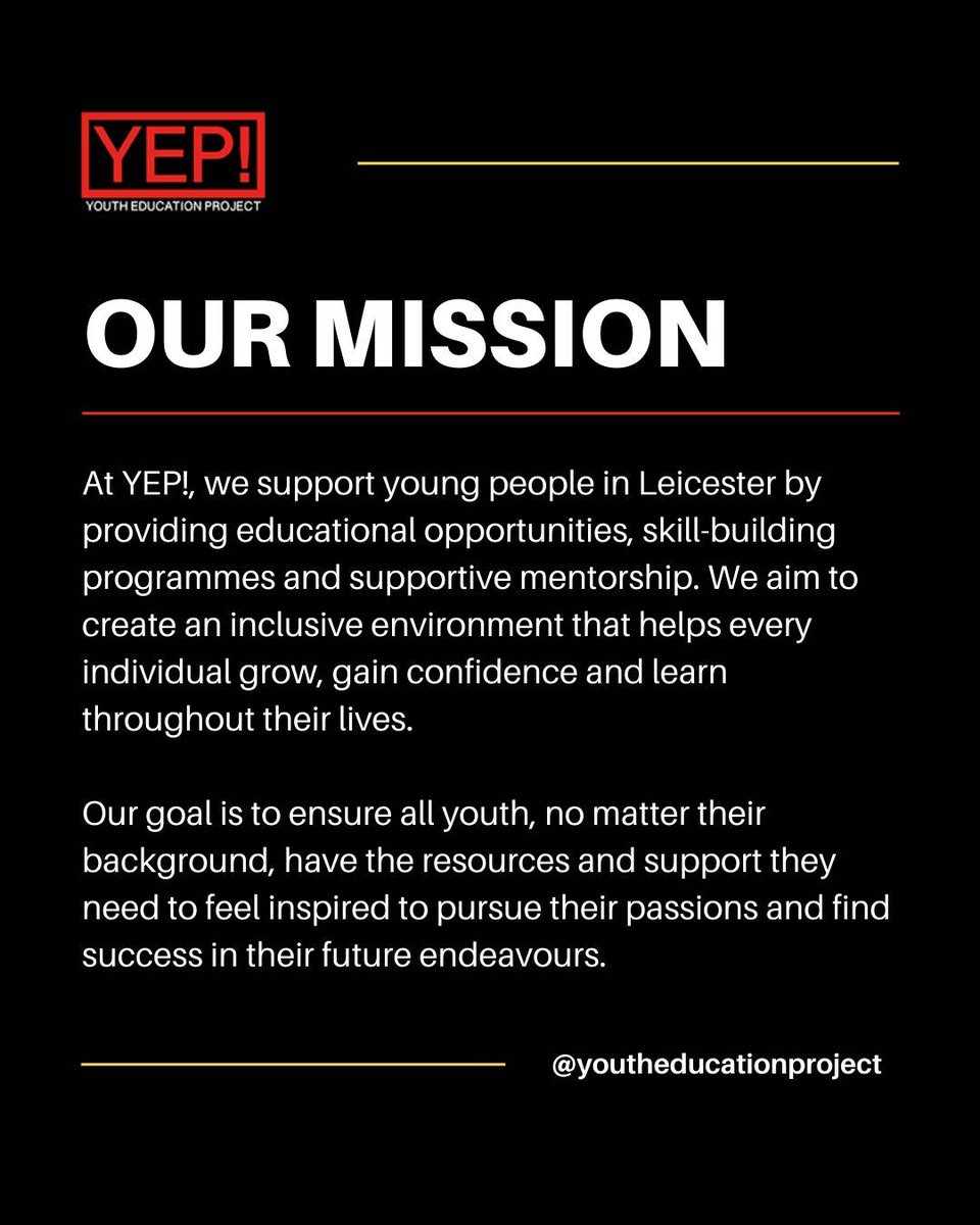 YEP (@youthedproject) on Twitter photo We help young people gain skills, build confidence & prepare for the future through tailored learning, hands-on training & mentorship.
π Get involved: 0116 319 6585 | mainoffice@youtheducationproject.org.uk
#YouthOpportunities #EducationMatters #FutureLeaders #SupportingYouth We help young people gain skills, build confidence & prepare for the future through tailored learning, hands-on training & mentorship.
π Get involved: 0116 319 6585 | mainoffice@youtheducationproject.org.uk
#YouthOpportunities #EducationMatters #FutureLeaders #SupportingYouth