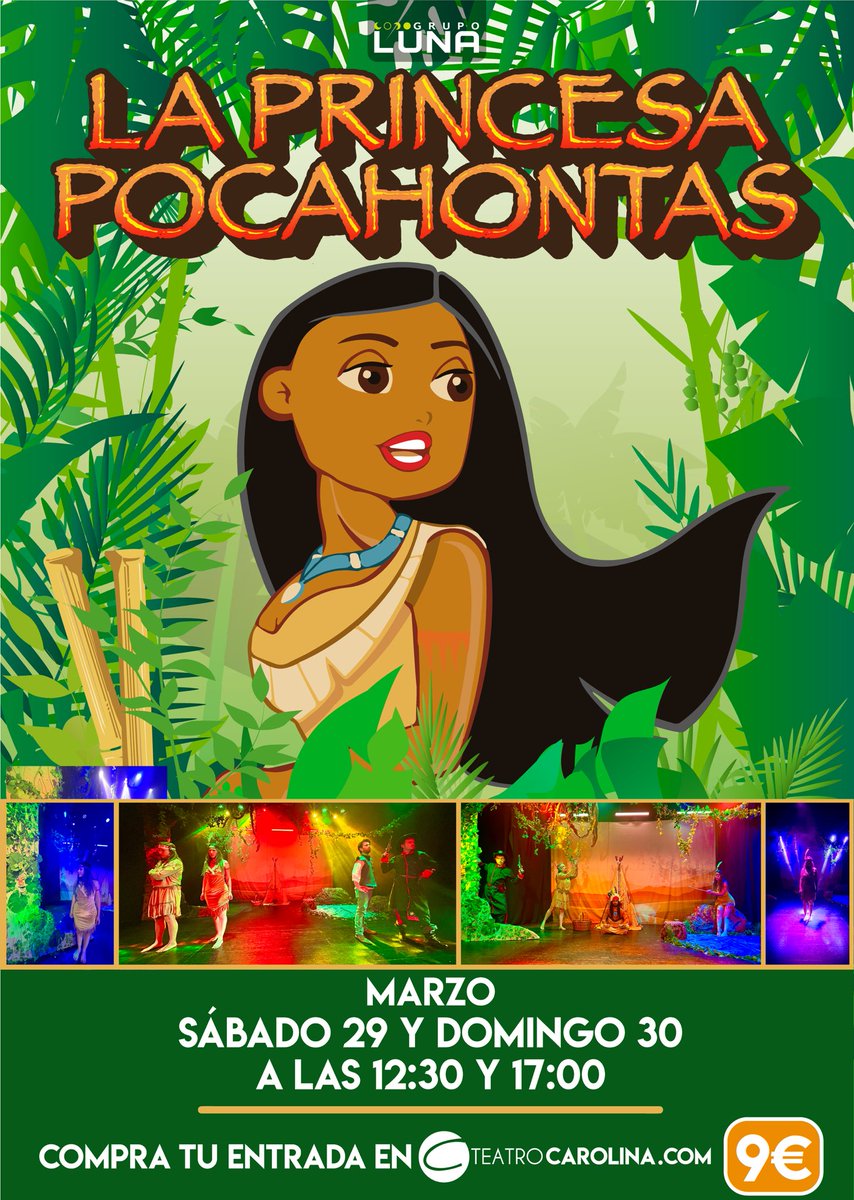 Pocahontas llega al Teatro Carolina #teatroinfantil

📅Sábado 29 y Domingo 30 de Marzo a las 12:30 y 17:00 h.
📍Teatro Carolina. Calle Rugat n. 10 (Valencia).
💶9€
🎟️teatrocarolina.com/la-princesa-po…

#planesconniños #ocio #familia #teatro #teatroinfantil #cultura
#valencia #teatromusical