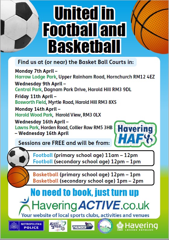 Looking for some Easter holiday activities?

Bring you children to United in football and basketball!!  

FREE sports sessions for children ages 5-17years old.  

No booking required.

🏀 ⚽